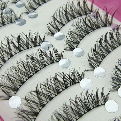 10 Pairs Natural Jumble Long False Eyelashes Party Wedding Makeup Eye Lashes