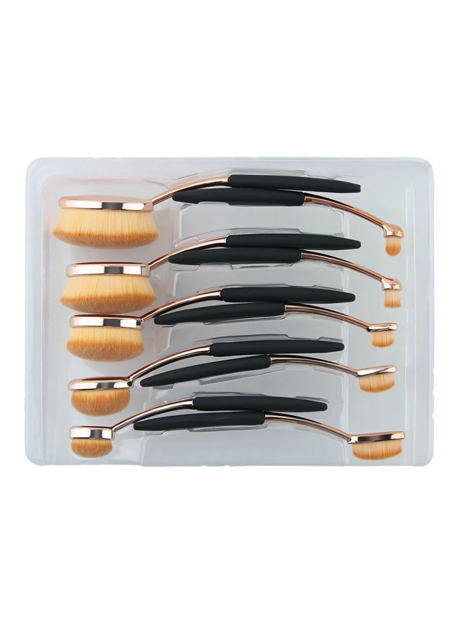 10 pcs Rose Gold Oval Makeup Brushes Extremely