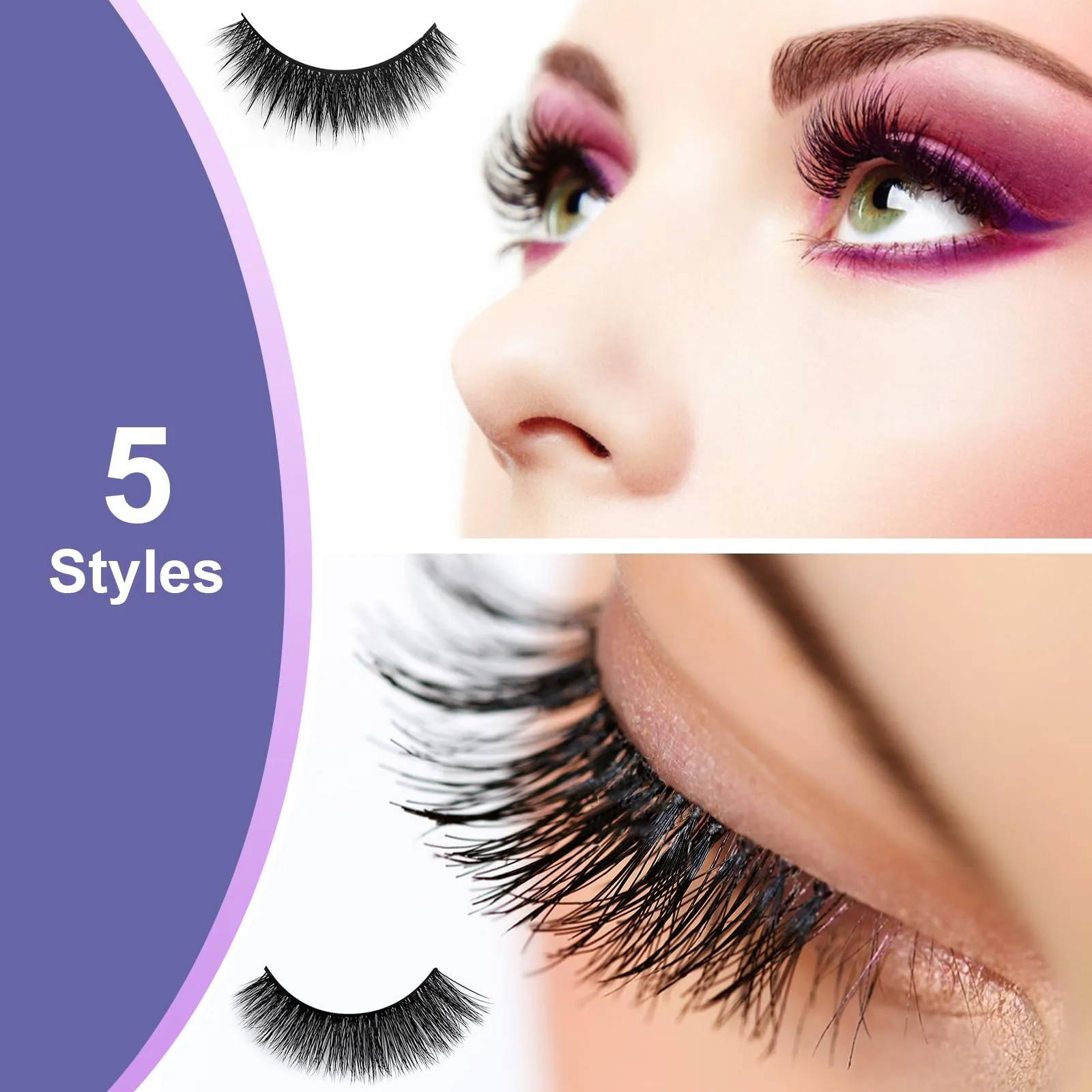 10 Pcs Self Adhesive Eyelashes, Reusable Self Adhesive False Eyelashes, Waterproof Natural Look, No Glue Wispy Eyelashes with Tweezers, Press On Eyelashes Adhesive Lashes for Beginners #01