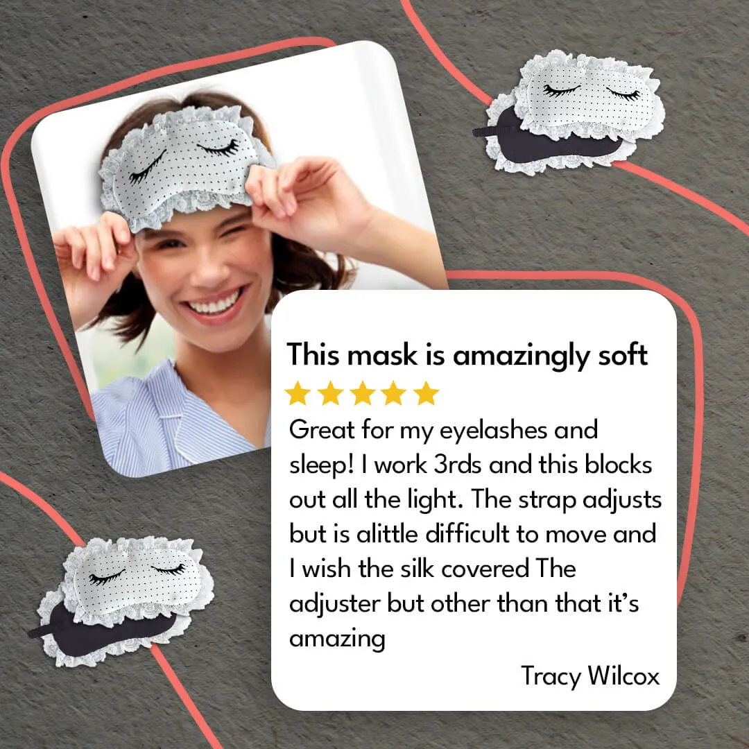 100% Silk Filled Eye Mask - "Charming Lashes" Silk Eye Mask