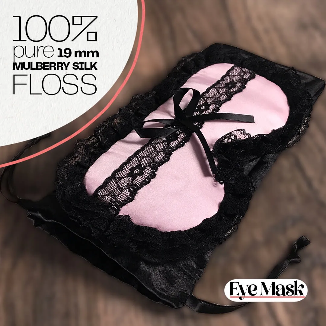 100% Silk Filled Eye Mask: Silk and Lace Feminine Silk Eye Mask