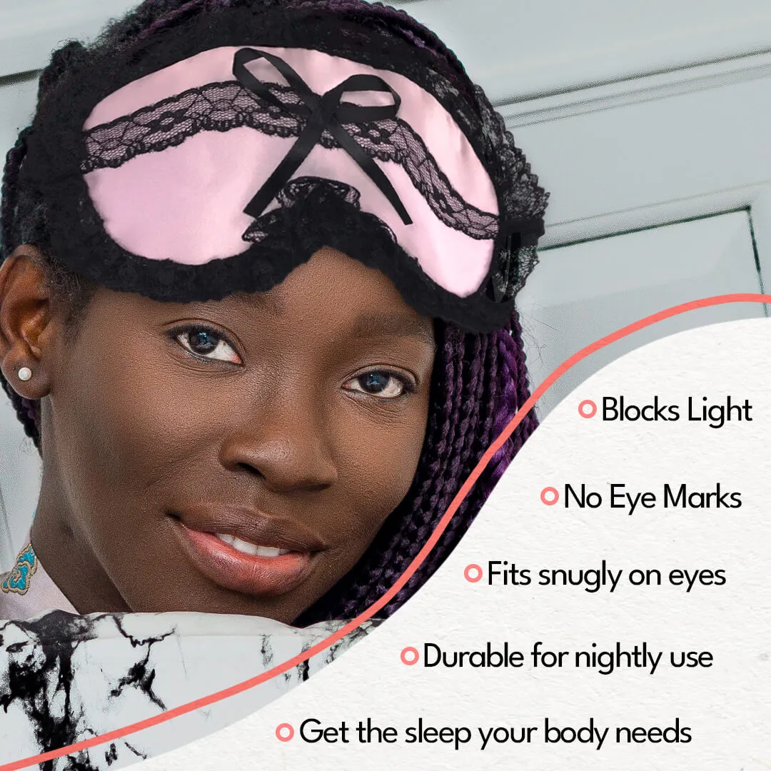 100% Silk Filled Eye Mask: Silk and Lace Feminine Silk Eye Mask