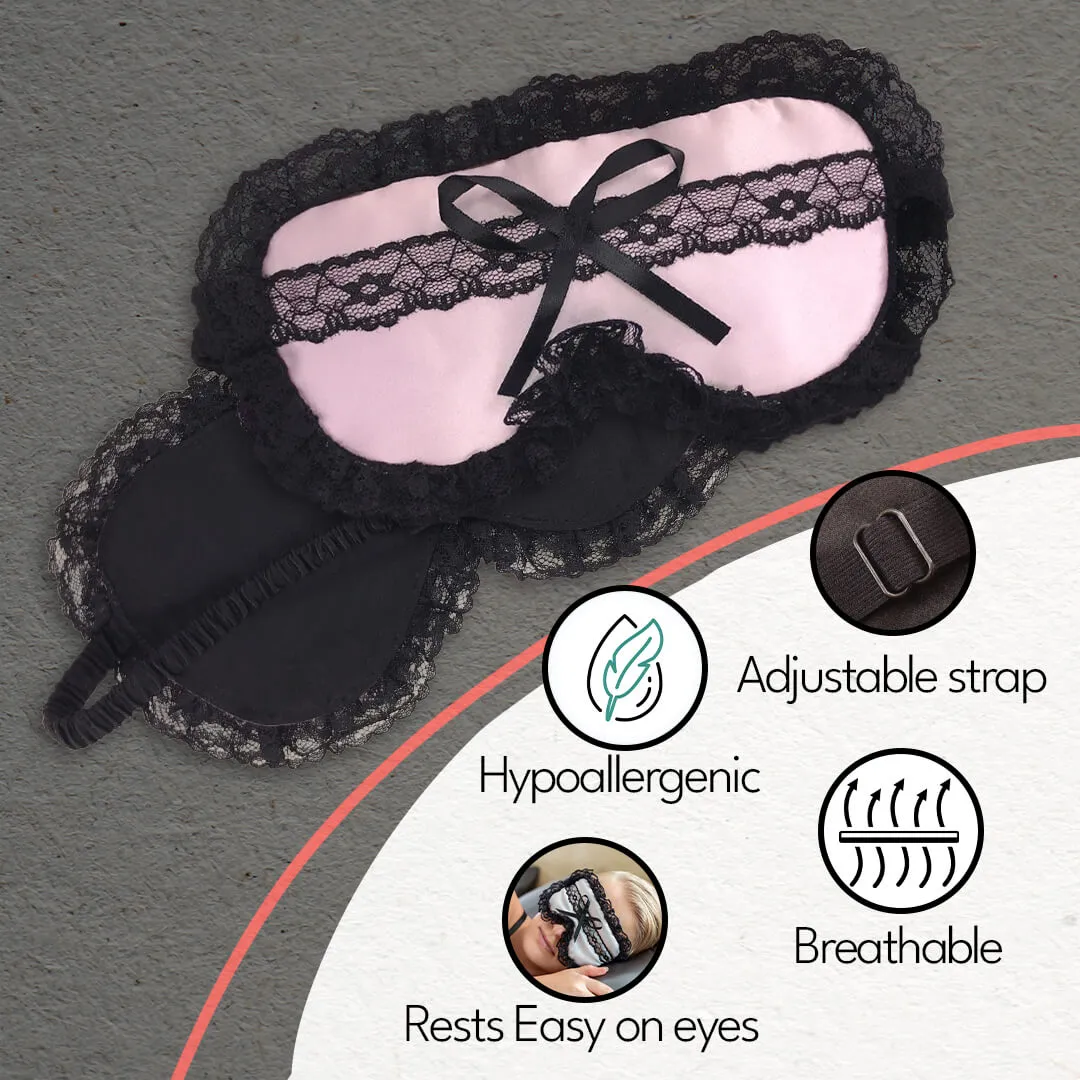 100% Silk Filled Eye Mask: Silk and Lace Feminine Silk Eye Mask