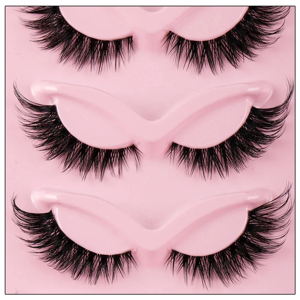 10pcs - 5 Pairs Cat Style Wispy Eyelashes Faux Mink Natural Long Manga Winged End Elongated False Lashes Eye Accessories