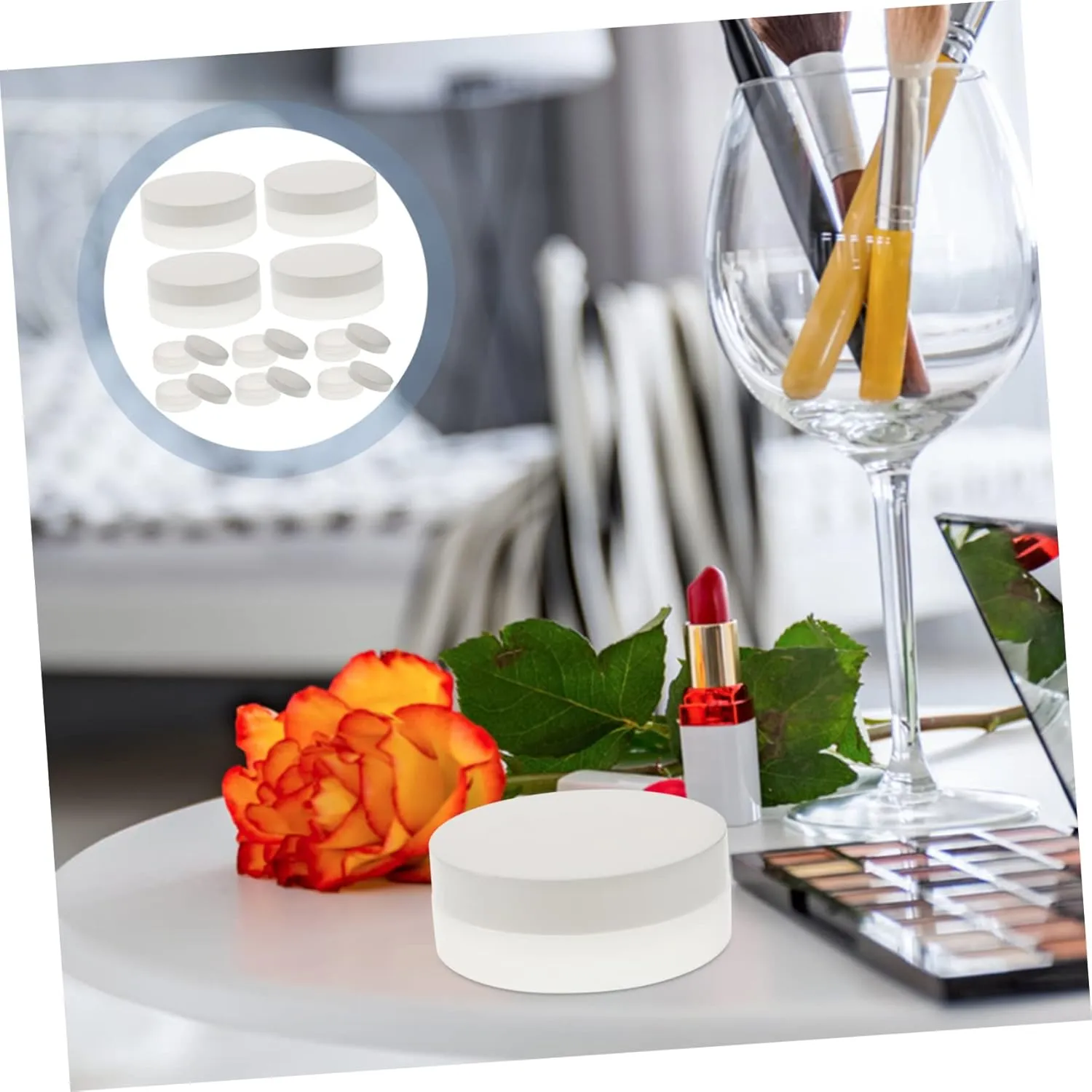 10pcs Boxes Cream Box Loose Powder Box Mini Containers with Lids Makeup Samples Empty Cream Bottle Refillable Jars Cosmetic Containers with Lids Travel Plastic Frosted Acrylic/1326, 464895