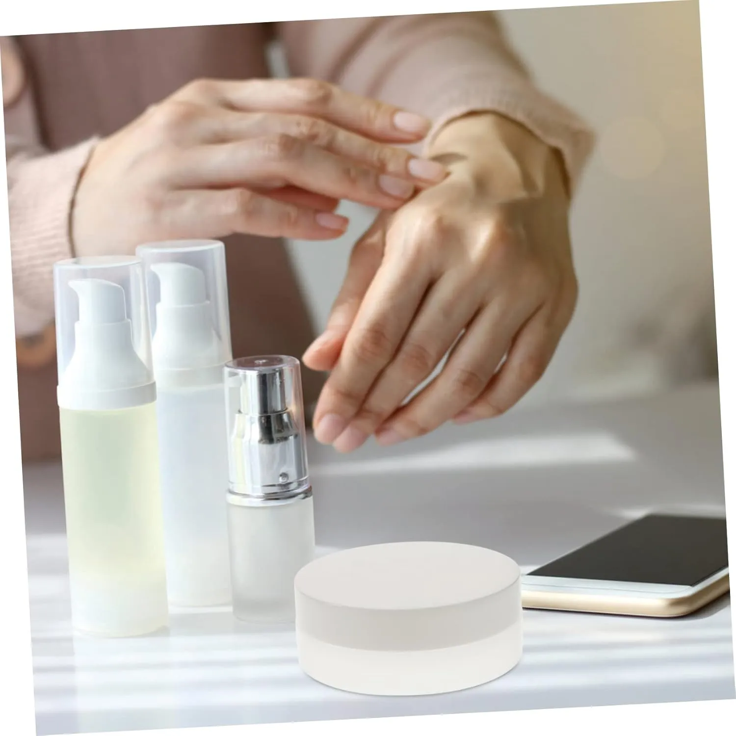10pcs Boxes Cream Box Loose Powder Box Mini Containers with Lids Makeup Samples Empty Cream Bottle Refillable Jars Cosmetic Containers with Lids Travel Plastic Frosted Acrylic/1326, 464895