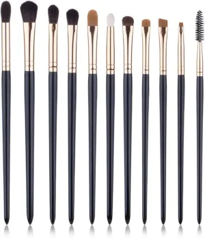11 Pcs UNIMEIX Black Eye Makeup Brushes, Pearl White Eyeshadow Makeup Brushes Set