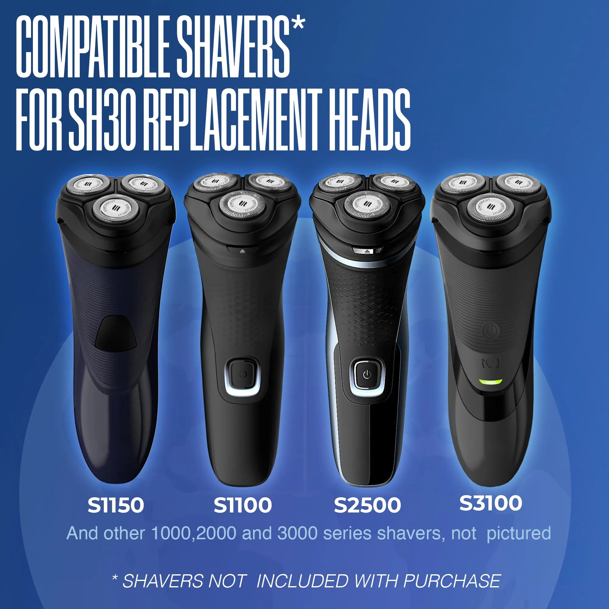 12 Pcs AQREP4U Replacement Heads Compatible with Philips Norelco Shaver Series 3000 Replacement Blades, 2000, 1000 and S738 and S1560 Electric Razor for Men Replacement Heads Razor Blades Shaver