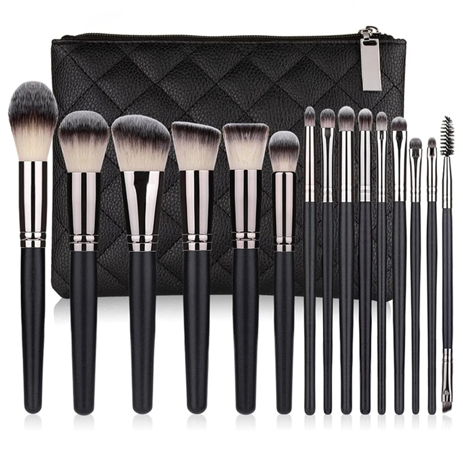 15 Black Makeup Brush Set, Loose Powder Blush Brush Makeup Tool, Suitable For Blush Eye Powder Makeup Cosmetics(Black)