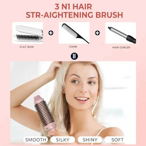 1.5 in Thermal Brush, 10 Temps LCD Display Up to 410°F Curling Brush Curling Iron Heated Curling Brush, 110-240V Travel Curling Iron Curling Comb, Double PTC Ceramic Tourmaline Ionic Volumizing Brush