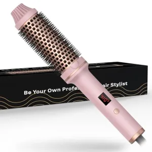 1.5 in Thermal Brush, 10 Temps LCD Display Up to 410°F Curling Brush Curling Iron Heated Curling Brush, 110-240V Travel Curling Iron Curling Comb, Double PTC Ceramic Tourmaline Ionic Volumizing Brush