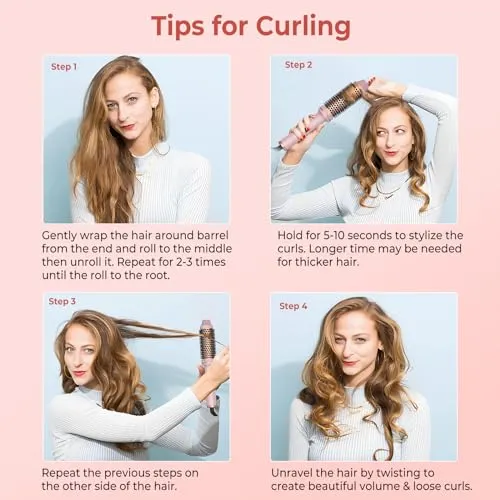 1.5 in Thermal Brush, 10 Temps LCD Display Up to 410°F Curling Brush Curling Iron Heated Curling Brush, 110-240V Travel Curling Iron Curling Comb, Double PTC Ceramic Tourmaline Ionic Volumizing Brush