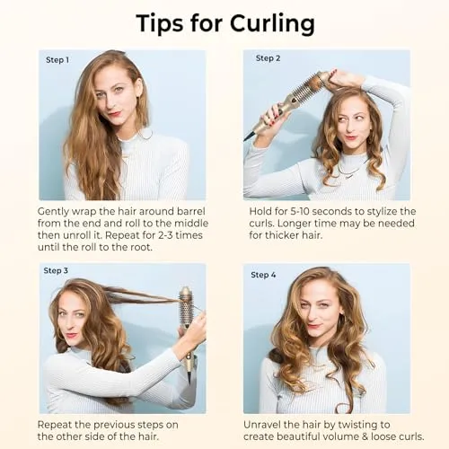 1.5 in Thermal Brush, 10 Temps LCD Display Up to 410°F Curling Brush Curling Iron Heated Curling Brush, Double PTC Ceramic Tourmaline Ionic Volumizing Brush 110-240V Heated Round Brush Curling Comb