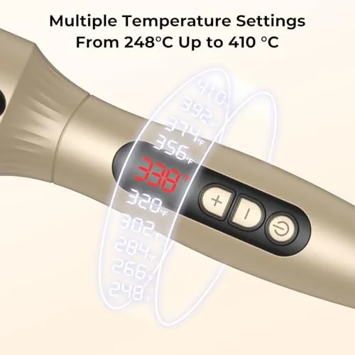 1.5 in Thermal Brush, 10 Temps LCD Display Up to 410°F Curling Brush Curling Iron Heated Curling Brush, Double PTC Ceramic Tourmaline Ionic Volumizing Brush 110-240V Heated Round Brush Curling Comb