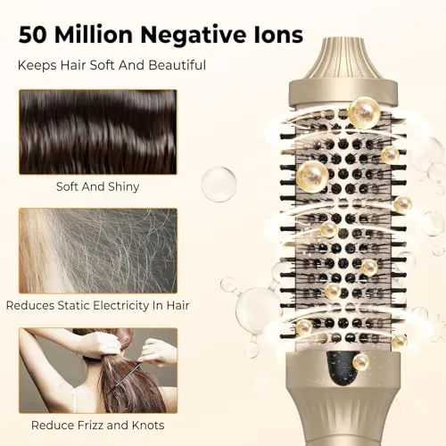 1.5 in Thermal Brush, 10 Temps LCD Display Up to 410°F Curling Brush Curling Iron Heated Curling Brush, Double PTC Ceramic Tourmaline Ionic Volumizing Brush 110-240V Heated Round Brush Curling Comb