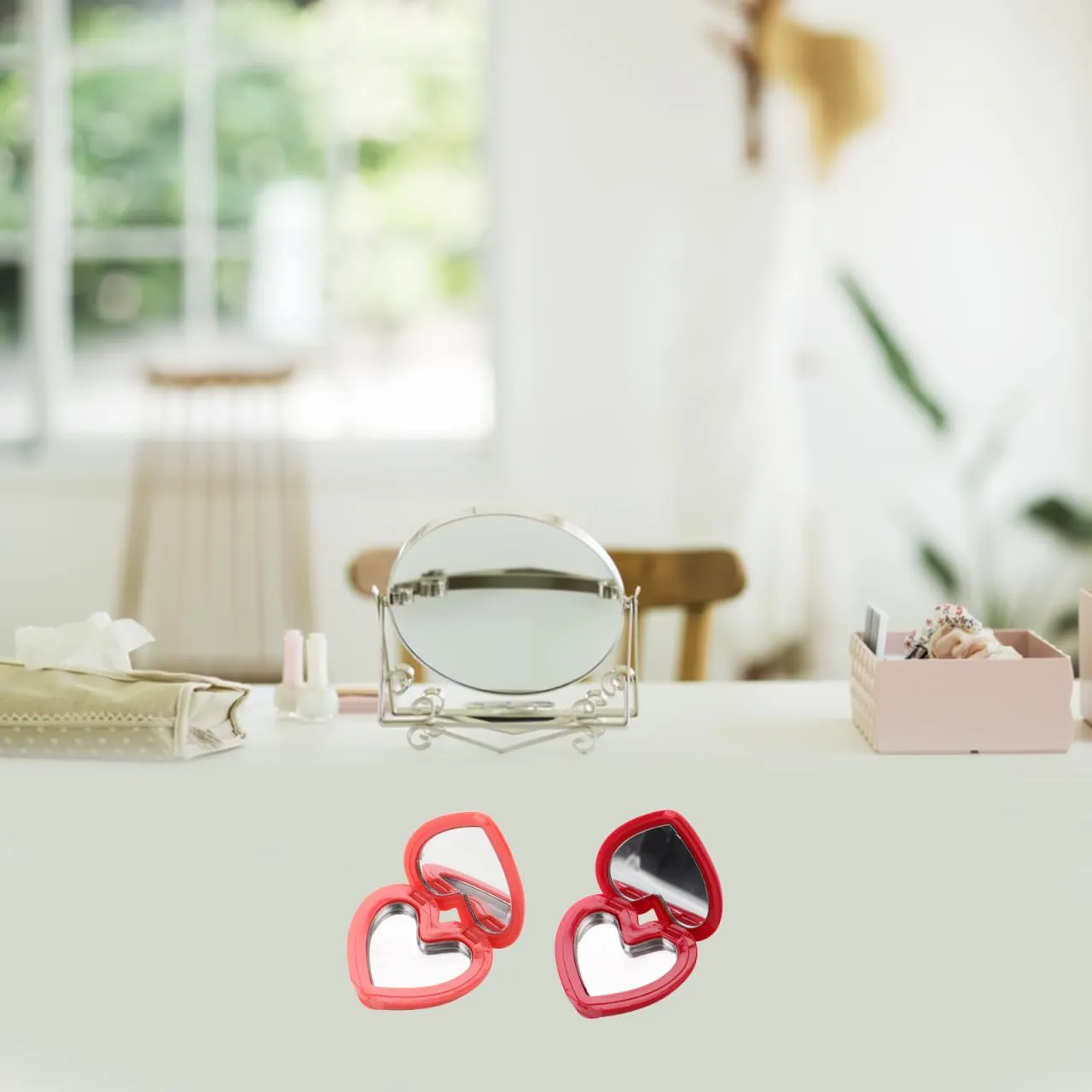 16Pcs Heart Shape Makeup Palette with Mirror, Refillable Makeup Containers for Lip Balm Eye Shadow Face Cream