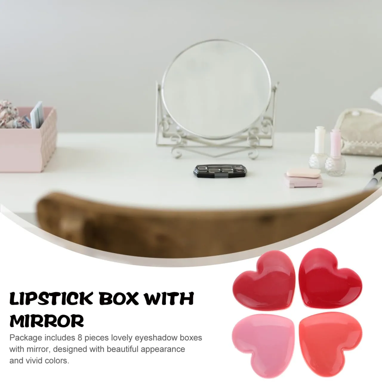 16Pcs Heart Shape Makeup Palette with Mirror, Refillable Makeup Containers for Lip Balm Eye Shadow Face Cream