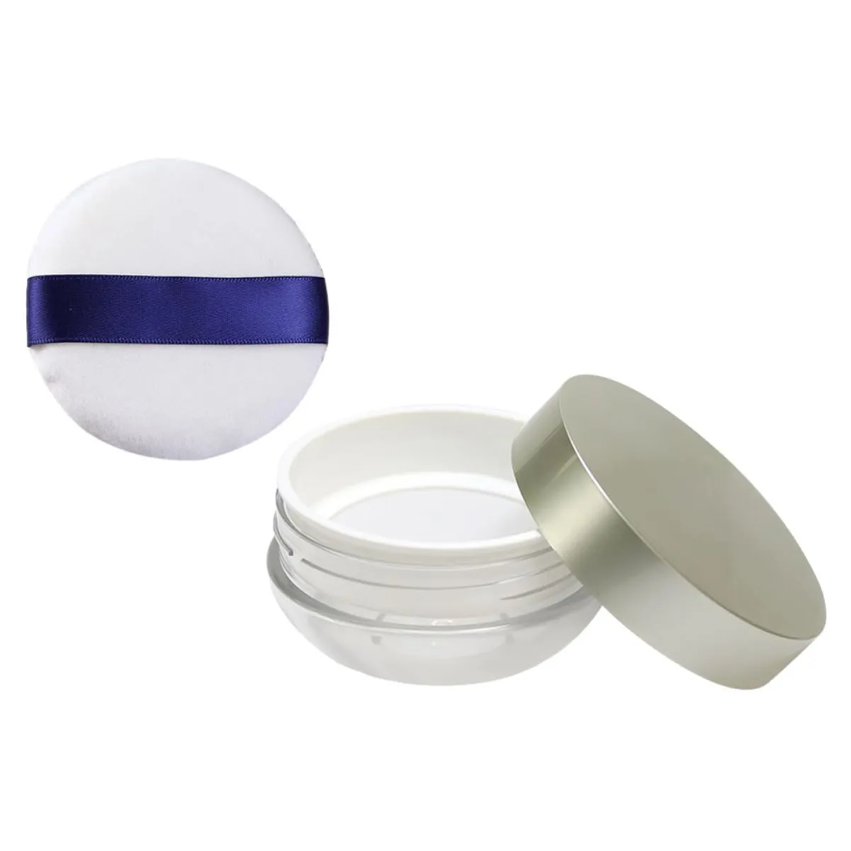 1pc Loose Powder Case with Airtight Lid Elastic Mesh Cosmetics Powder Box for Home Salon Use Includes Built Puff Compact Portable Design No Leakage for Easy Storage