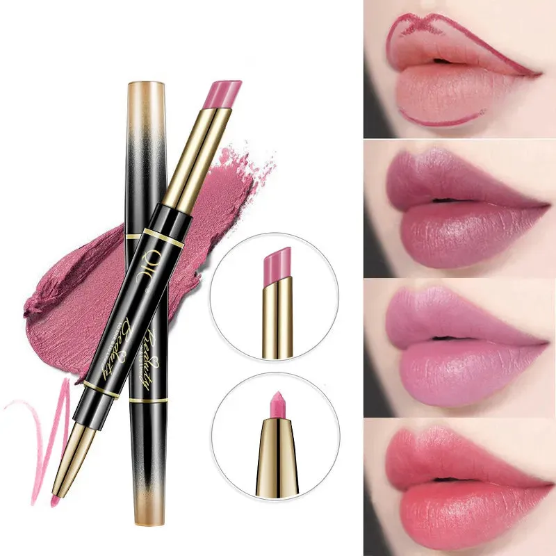 2-in-1 Lip Liner - Waterproof Matte Lipstick Pencil in Sexy Red, Long-Lasting Lipliner. Makeup Cosmetics