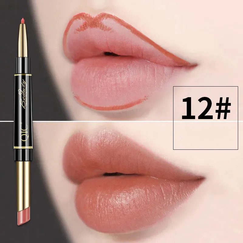 2-in-1 Lip Liner - Waterproof Matte Lipstick Pencil in Sexy Red, Long-Lasting Lipliner. Makeup Cosmetics