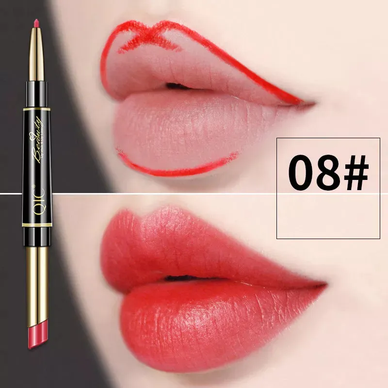 2-in-1 Lip Liner - Waterproof Matte Lipstick Pencil in Sexy Red, Long-Lasting Lipliner. Makeup Cosmetics