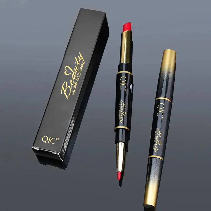 2-in-1 Lip Liner - Waterproof Matte Lipstick Pencil in Sexy Red, Long-Lasting Lipliner. Makeup Cosmetics