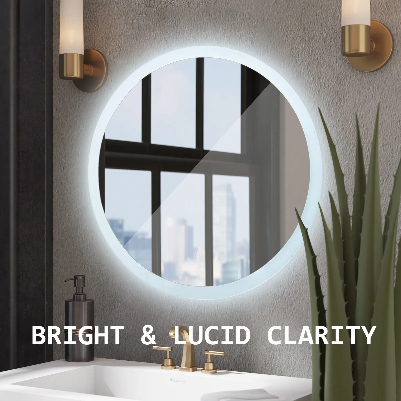 2 Set La Bella LED Wall Mirror Round Touch Anti-Fog Makeup Decor Bathroom Vanity 60cm