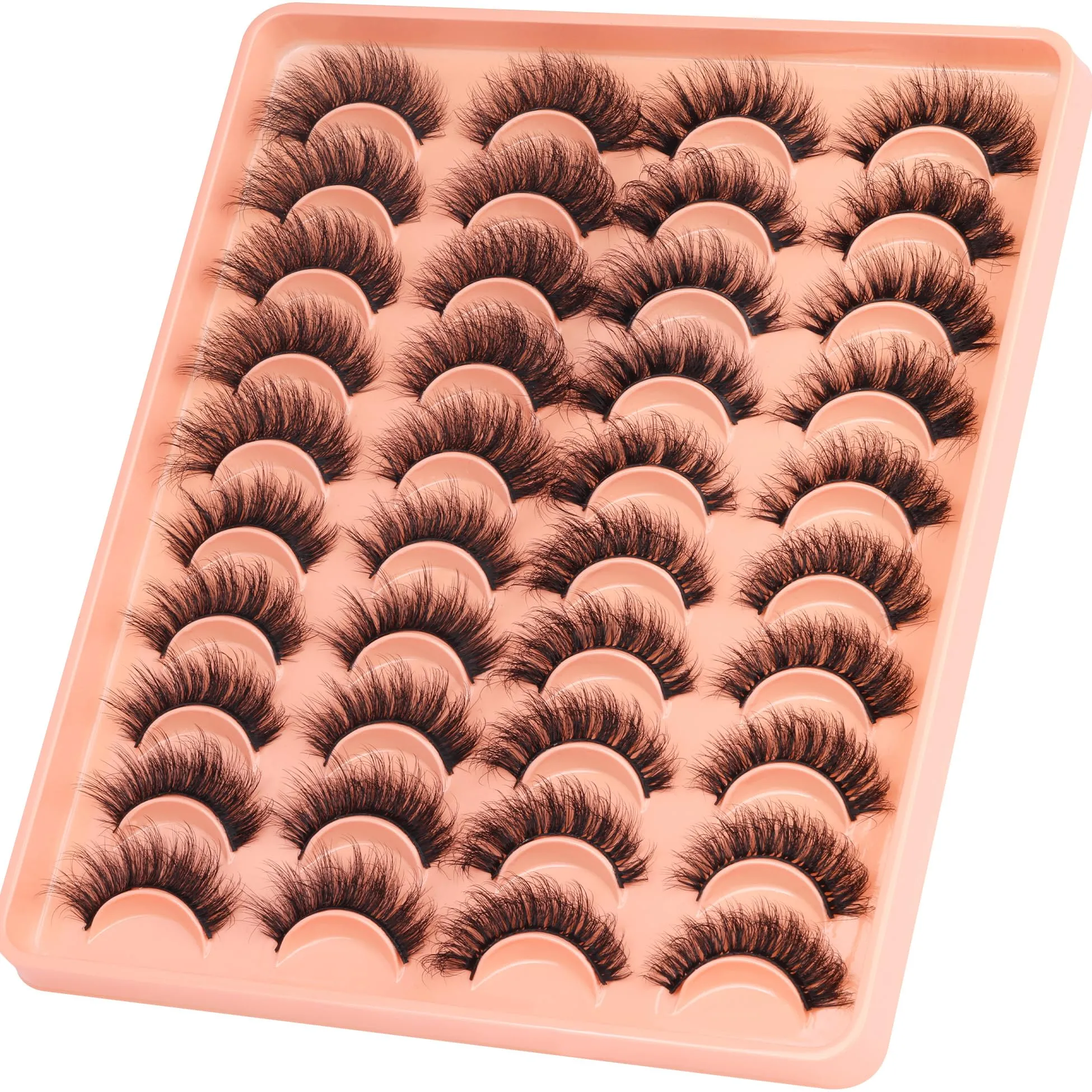20 Pairs False Eyelashes Natural Look Lashes Mink Fluffy Fake Eyelashes Wispy Strip False Lashes 4 Styles Mixed Thick Volume Faux Mink Eyelashes ALICROWN
