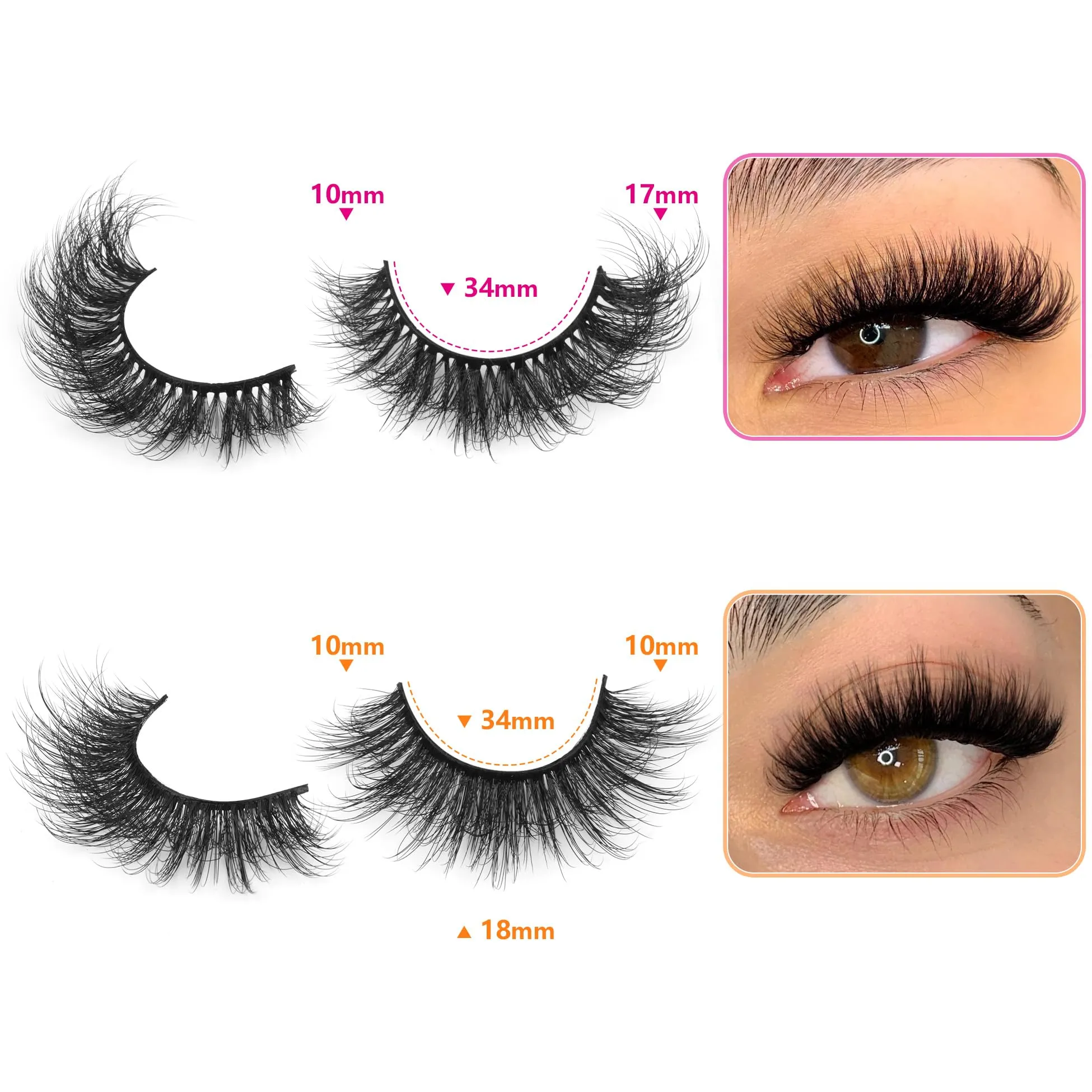 20 Pairs False Eyelashes Natural Look Lashes Mink Fluffy Fake Eyelashes Wispy Strip False Lashes 4 Styles Mixed Thick Volume Faux Mink Eyelashes ALICROWN
