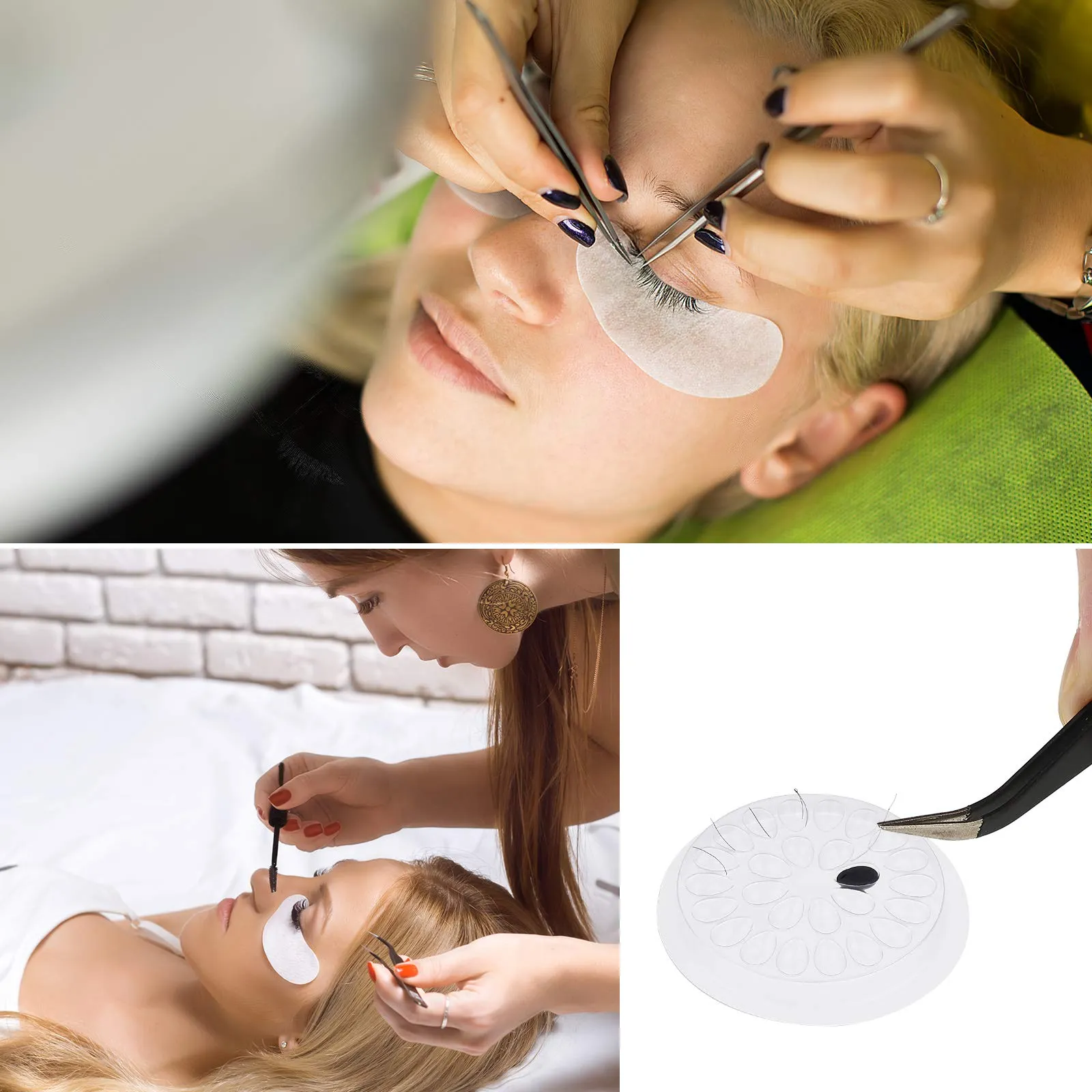 200 Pieces Disposable Plastic Glue Pad Transparent Flower Shape Glue Pallet Pad Lash Glue Holder Tray Tools Pigment Holder Base for Eyelash Extension