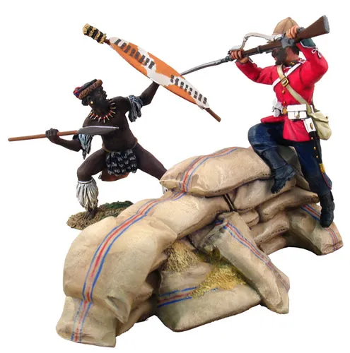 20028 Zulu War Overwhelming Odds, British 24th Foot Repelling Zulu uDloko Regiment Warrior