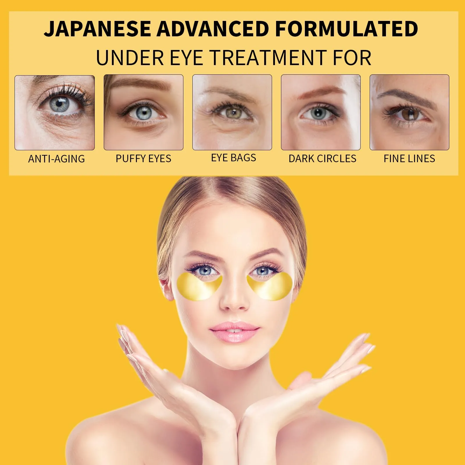 24K Gold Eye Masks for Dark Circles and Puffiness 70PCS, Under Eye Patches Gel Pads for Puffy Eyes Treatment w/Collagen, Caffeine, Peptides for Eye Bags Treatment, Gel Eye Mask Skincare 7.05 Ounce (Pack of 1)