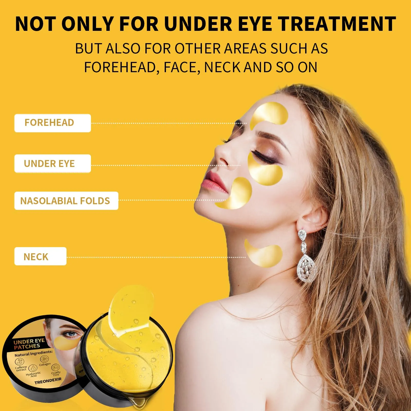 24K Gold Eye Masks for Dark Circles and Puffiness 70PCS, Under Eye Patches Gel Pads for Puffy Eyes Treatment w/Collagen, Caffeine, Peptides for Eye Bags Treatment, Gel Eye Mask Skincare 7.05 Ounce (Pack of 1)