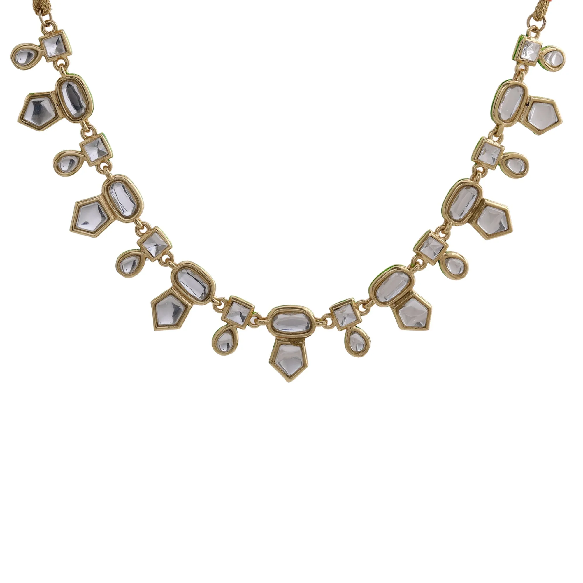 24Kt Gold Plated Kundan Fancy Necklace Traditional Jewellery Set With Earrings