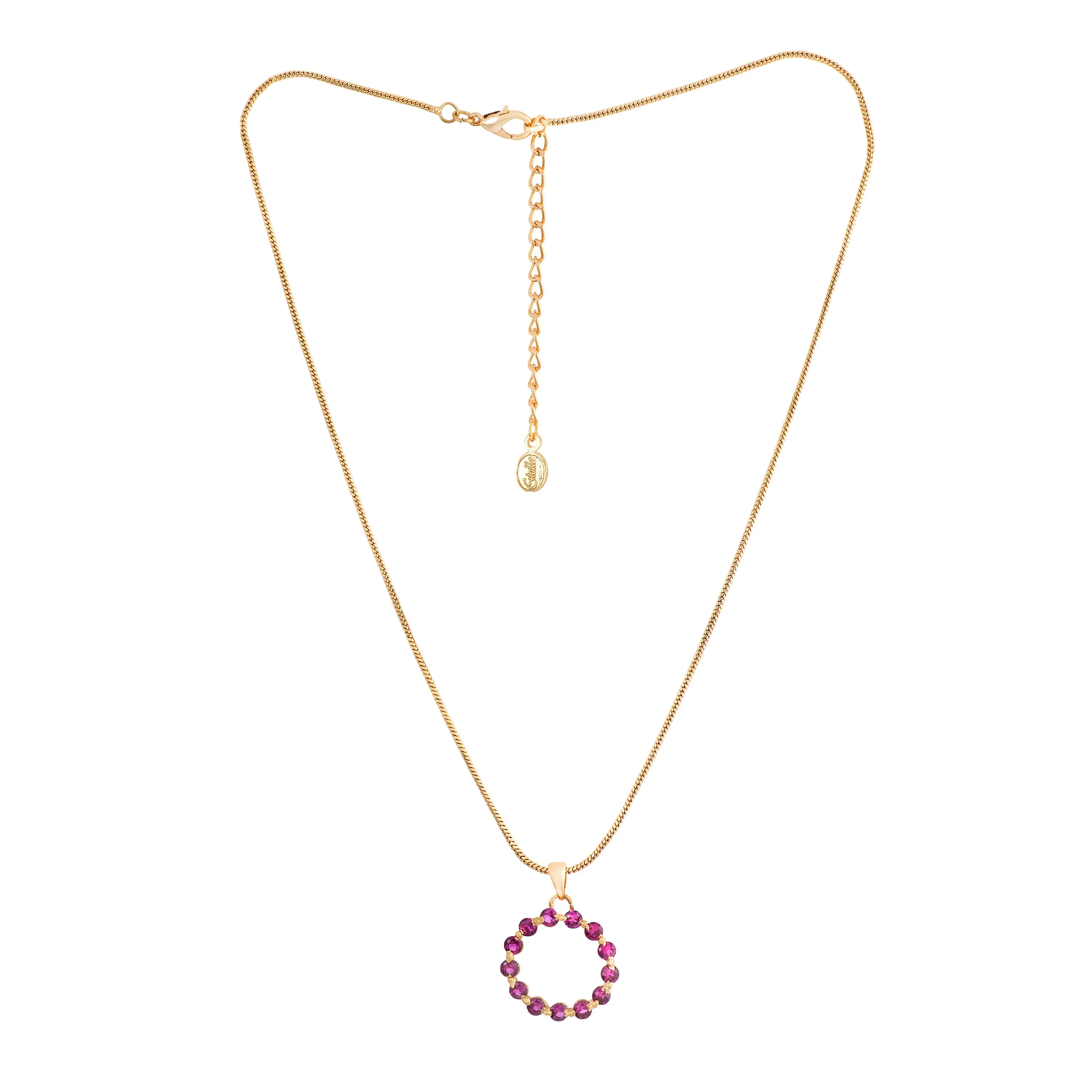 24Kt Gold Plated Trendy Candy Pendant With Fancy Pink Crystals