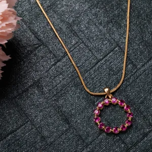 24Kt Gold Plated Trendy Candy Pendant With Fancy Pink Crystals