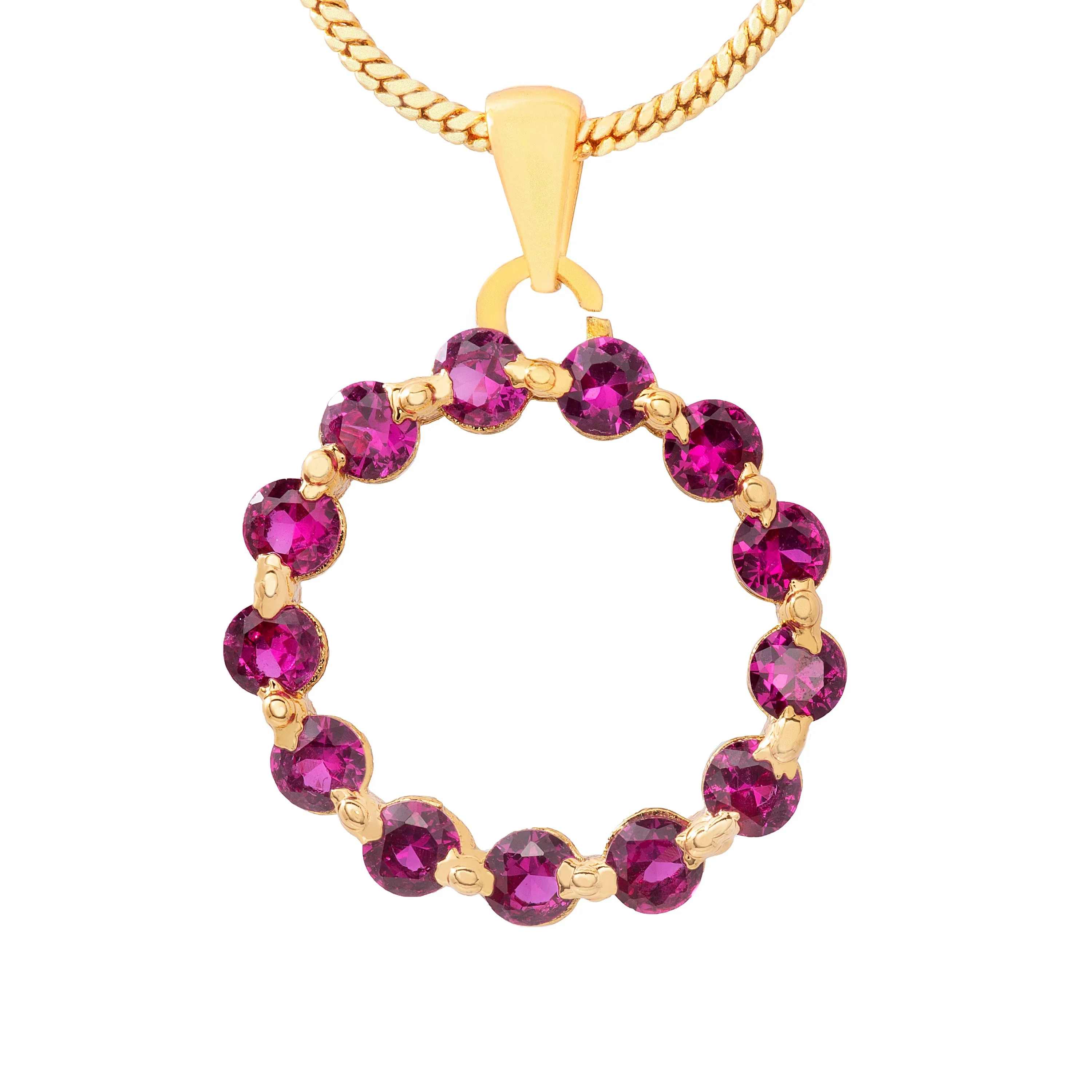 24Kt Gold Plated Trendy Candy Pendant With Fancy Pink Crystals