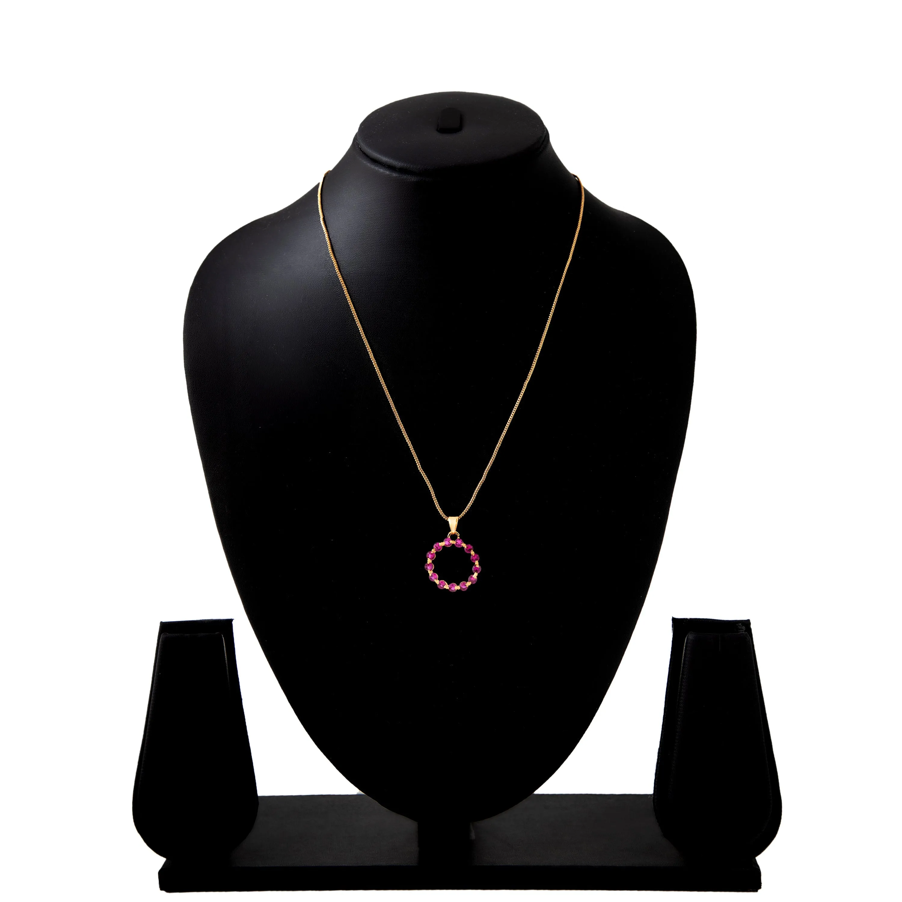 24Kt Gold Plated Trendy Candy Pendant With Fancy Pink Crystals