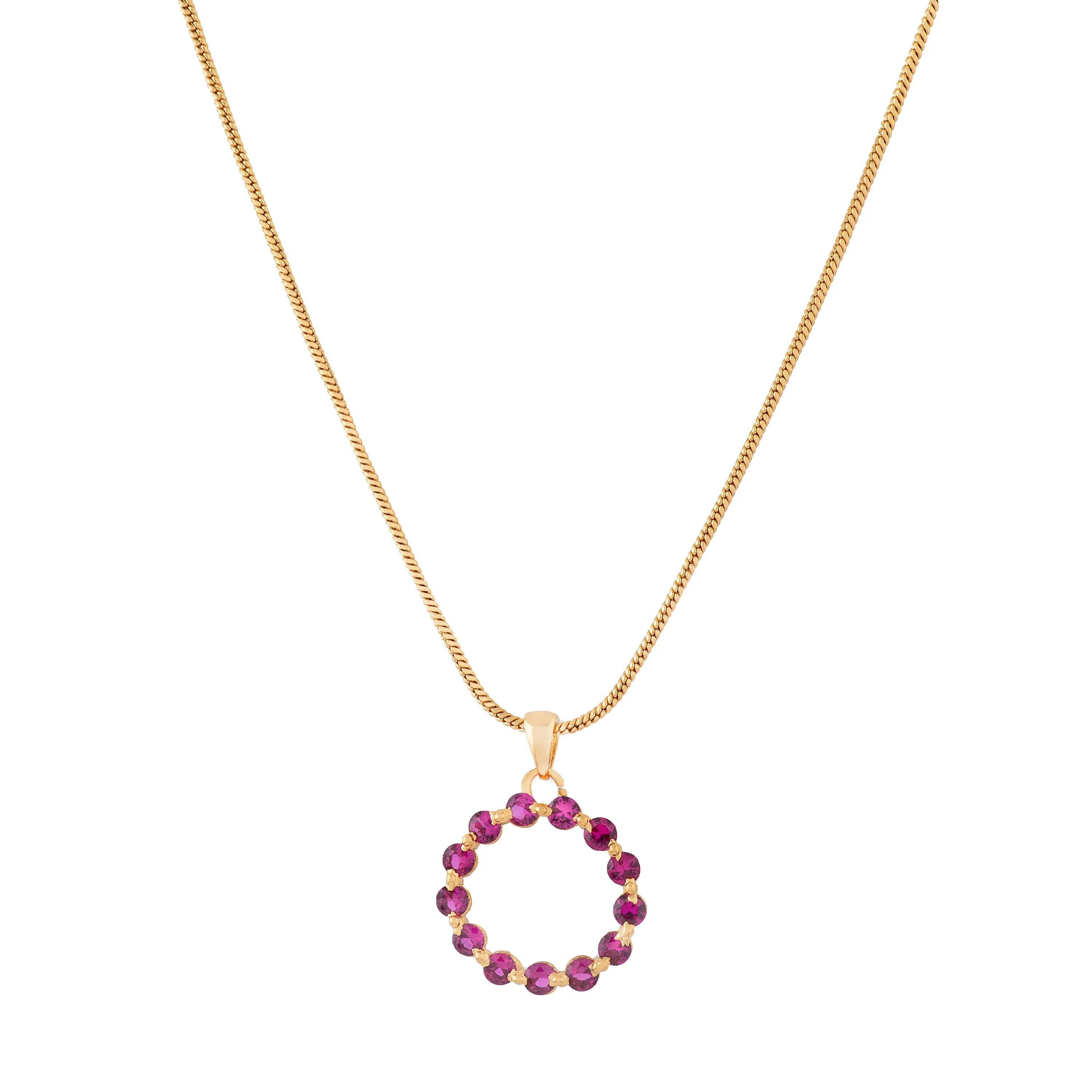 24Kt Gold Plated Trendy Candy Pendant With Fancy Pink Crystals
