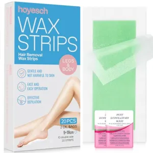 24Wax Strips -Wax Strips for Hair Removal - Facial Hair Removal for Women - Waxing Kit for Face, Body, Arms, Legs, Chest, Back, Bikini & Brazilian 24ct Waxing Strips & 2Calming Oil Wipes
