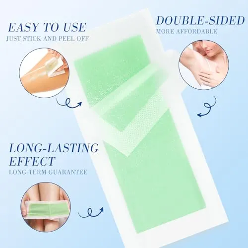 24Wax Strips -Wax Strips for Hair Removal - Facial Hair Removal for Women - Waxing Kit for Face, Body, Arms, Legs, Chest, Back, Bikini & Brazilian 24ct Waxing Strips & 2Calming Oil Wipes