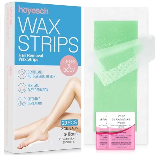 24Wax Strips -Wax Strips for Hair Removal - Facial Hair Removal for Women - Waxing Kit for Face, Body, Arms, Legs, Chest, Back, Bikini & Brazilian 24ct Waxing Strips & 2Calming Oil Wipes