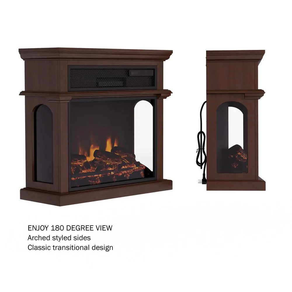 29 in. Freestanding Electric Fireplace with Mantel in Brown