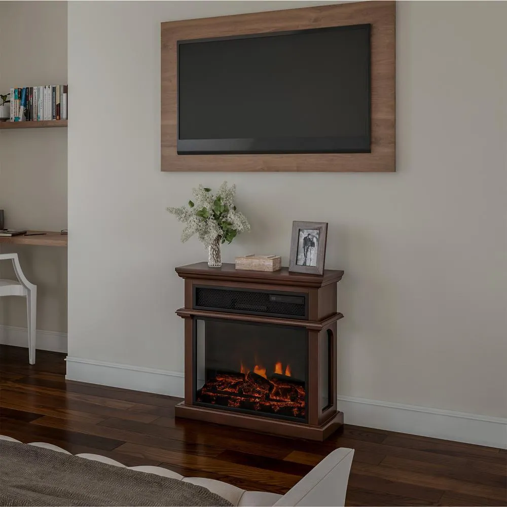 29 in. Freestanding Electric Fireplace with Mantel in Brown