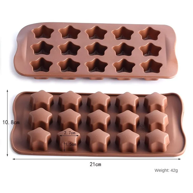 2pc Silicone Mold 15-Piece Five-Pointed Star Chocolate Mold 3D Shape Handmade Model