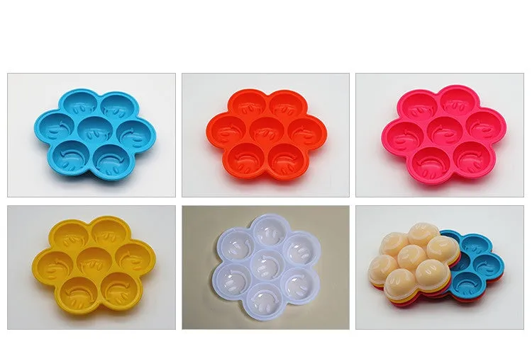 2PC Silicone Mold 7-Hole Silicone Ice Tray Creative Ice Cubes Mold round Ice Maker