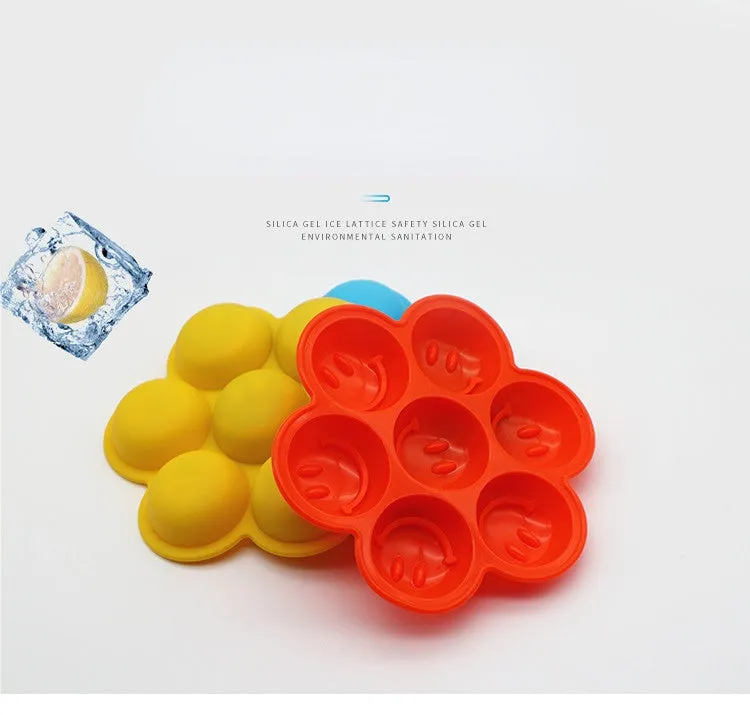 2PC Silicone Mold 7-Hole Silicone Ice Tray Creative Ice Cubes Mold round Ice Maker
