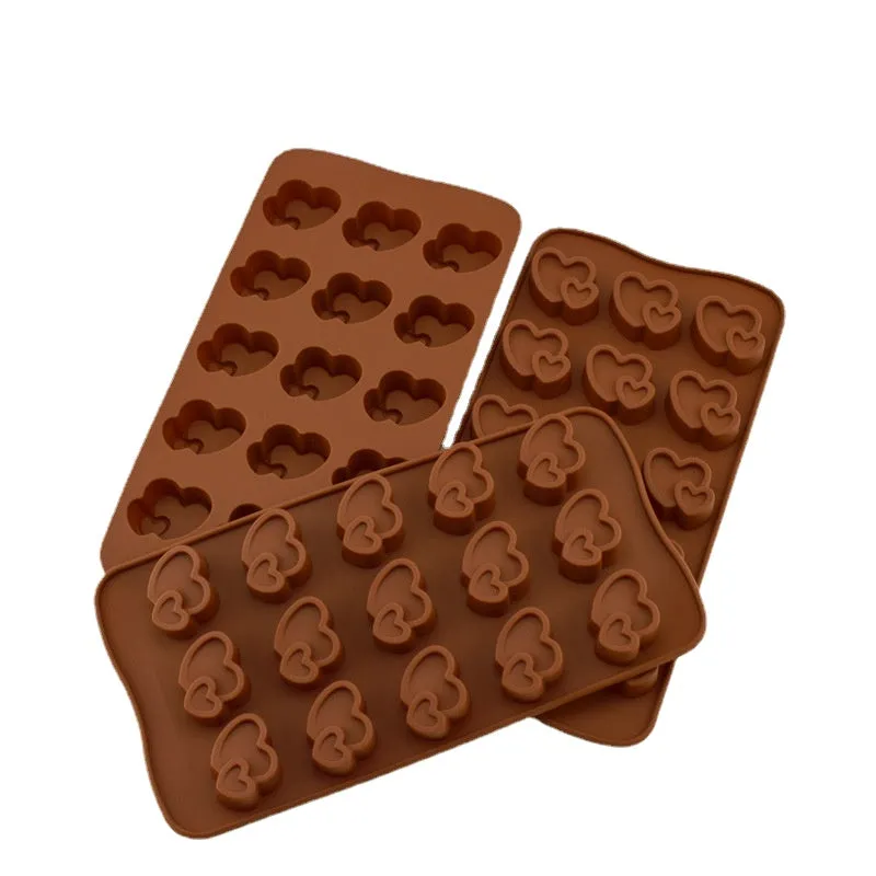 2pc Silicone Mold Fun 15-Piece Heart-Shaped Handmade Candy Baking Model DIY Decoration
