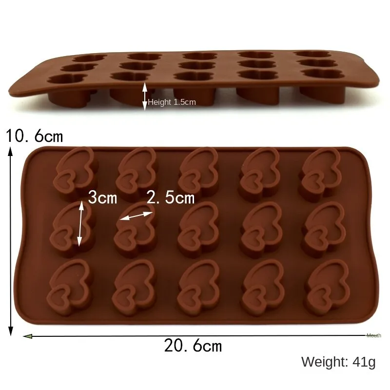 2pc Silicone Mold Fun 15-Piece Heart-Shaped Handmade Candy Baking Model DIY Decoration