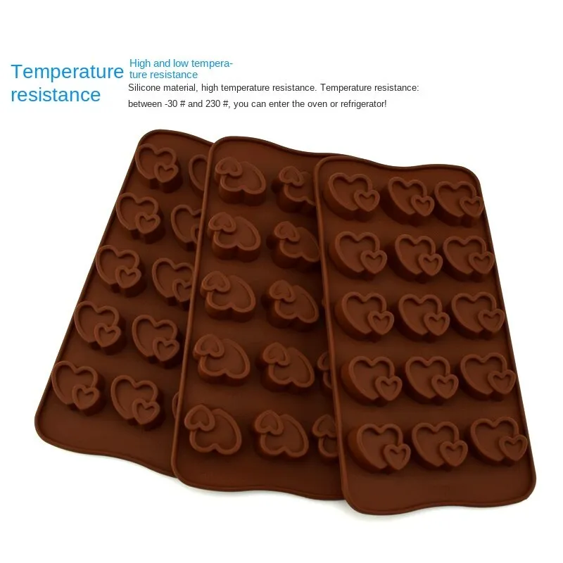 2pc Silicone Mold Fun 15-Piece Heart-Shaped Handmade Candy Baking Model DIY Decoration